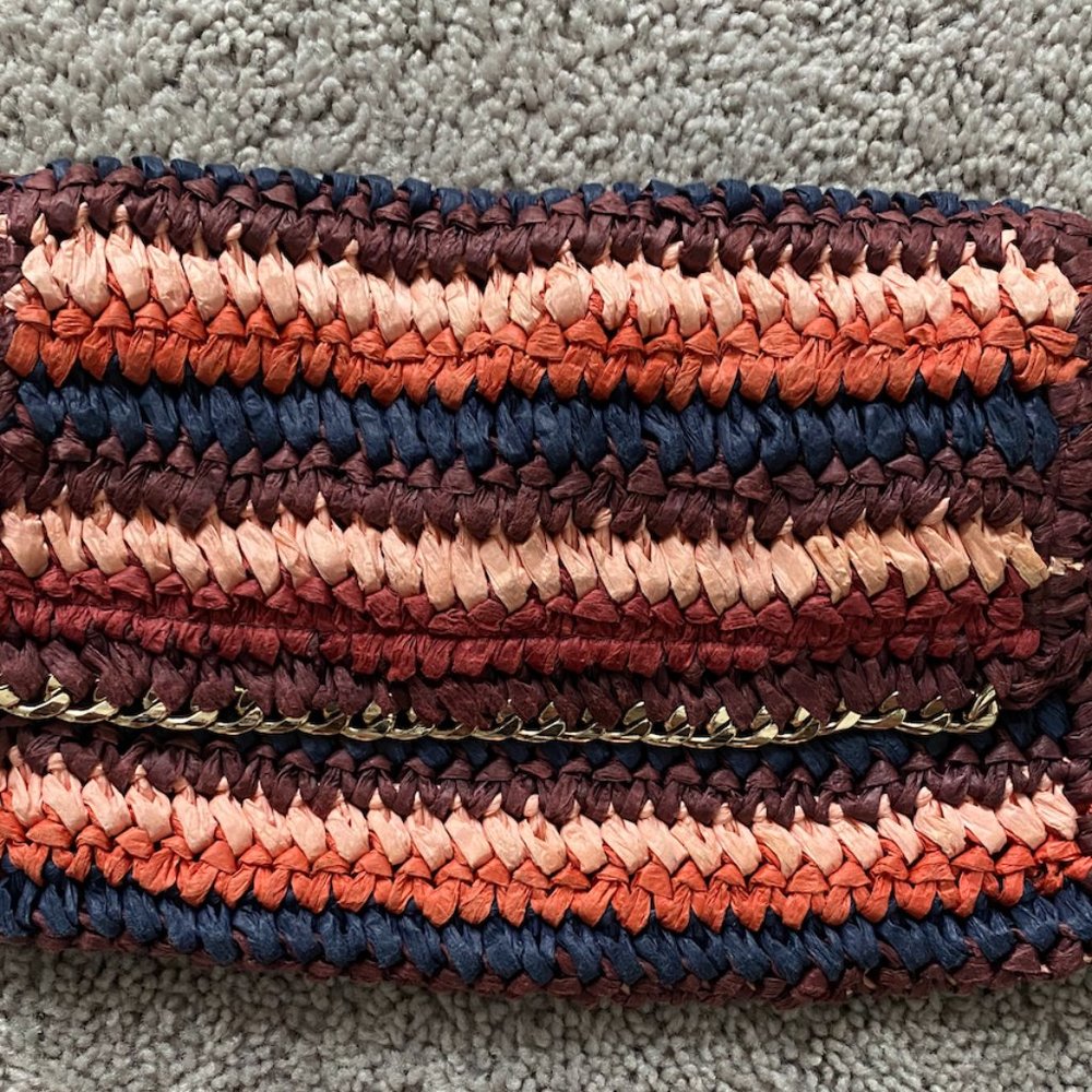 Multi-colored Raffia Clutch